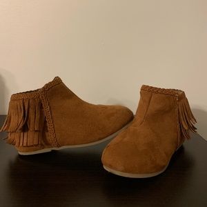 Toddler Girl Fringe Brown Booties